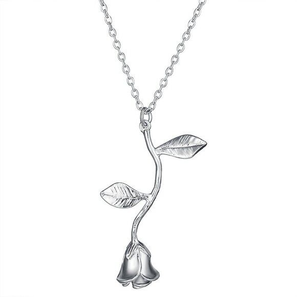 💝 925 Sterling Silver Plated Beautiful Flower Necklace for Women, EVGG1086 - Picture 2 of 5